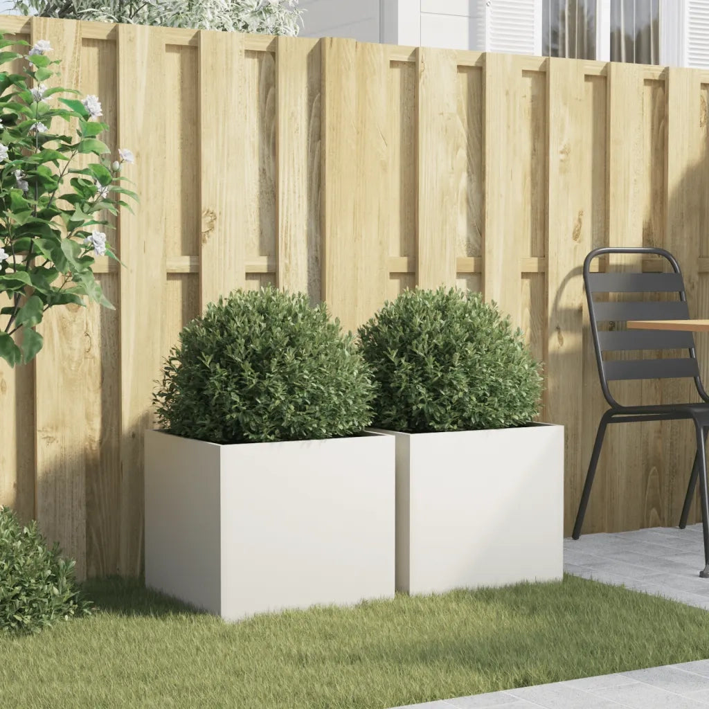 Fioriere 2 pz Bianche 42x40x39 cm in Acciaio Laminato a Freddocod mxl 88180