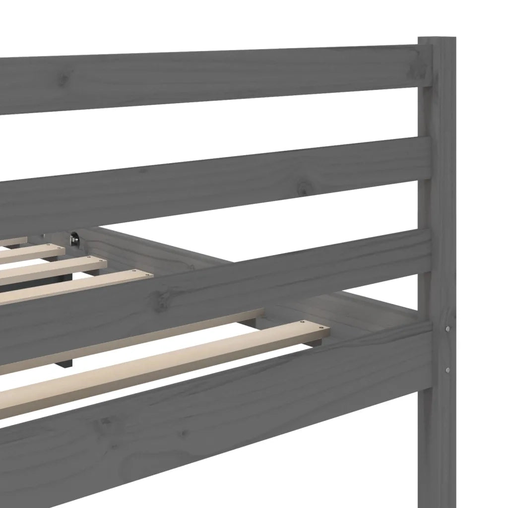 Letto matrimoniale | Letto per adulti | Giroletto Grigio in Legno Massello di Pino 200x200 cm