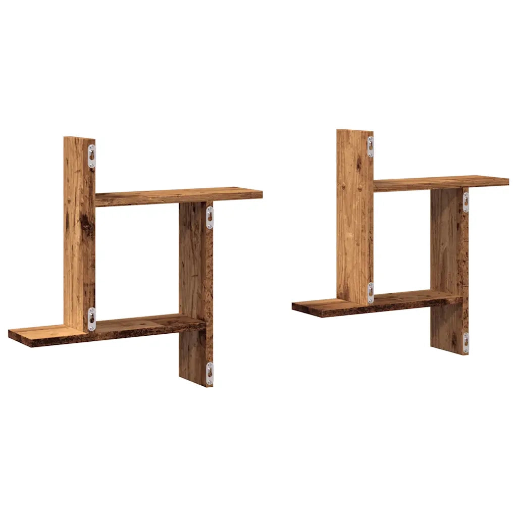 vidaXL Mensole da Parete 2pz Legno Vecchio 50x12x50 cm in Truciolato