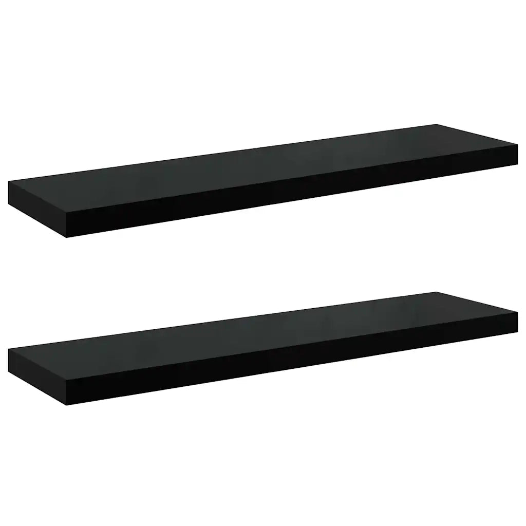 Scaffali a Parete 2 pz Nero Lucido 90x23,5x3,8 cm in MDF 323776