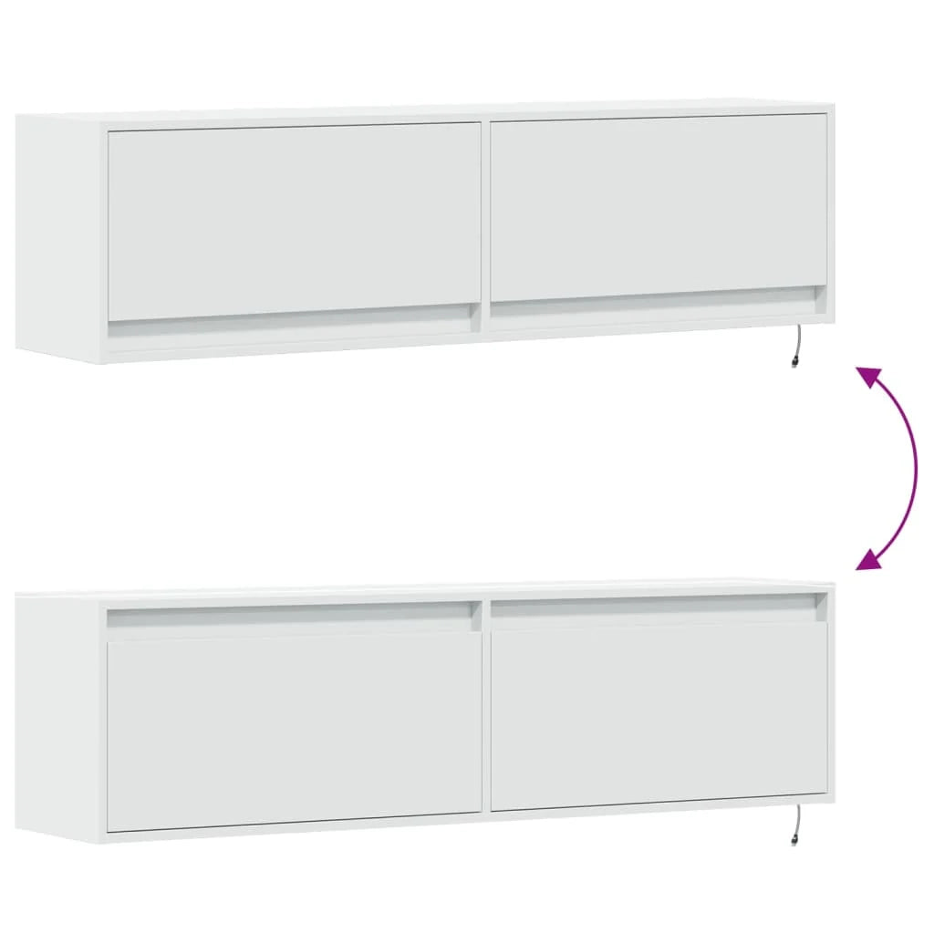 Mobile TV multimediale scaffale TV credenza mobile TV sala da pranzo soggiorno camera da letto mobile da parete con luci LED 140 x 31 x 38 cm bianco 02_0027865