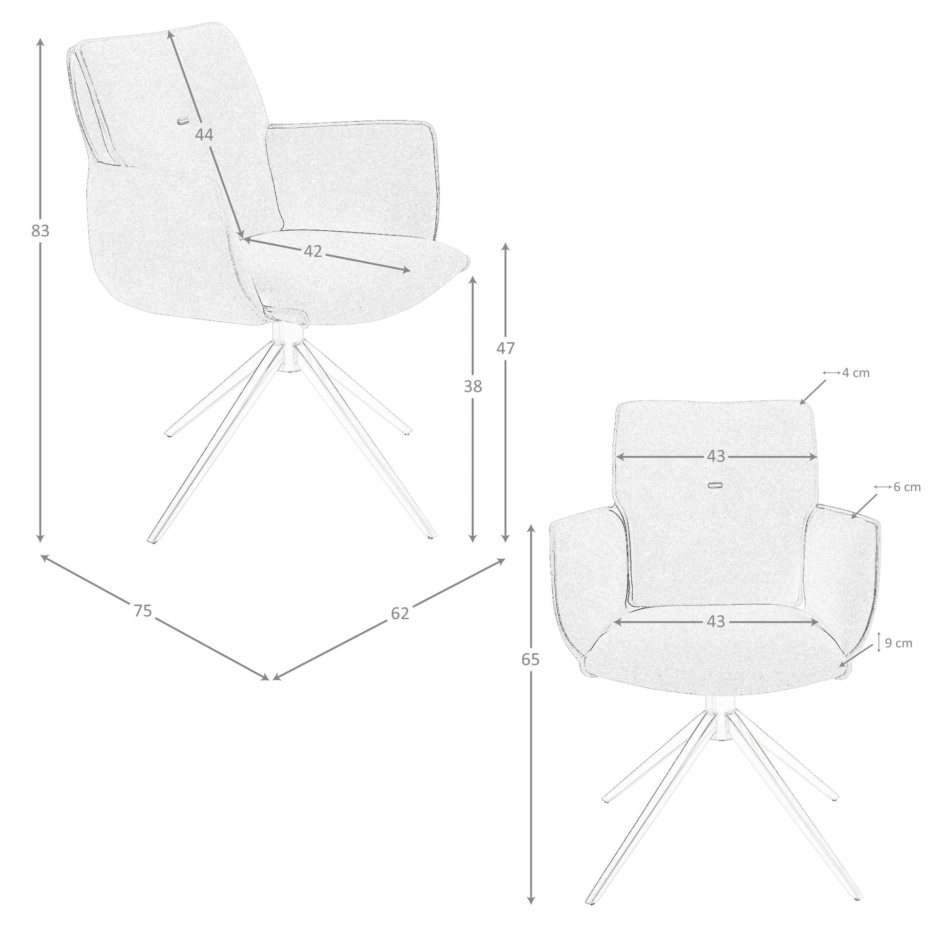 Sedia girevole in tessuto verde oliva