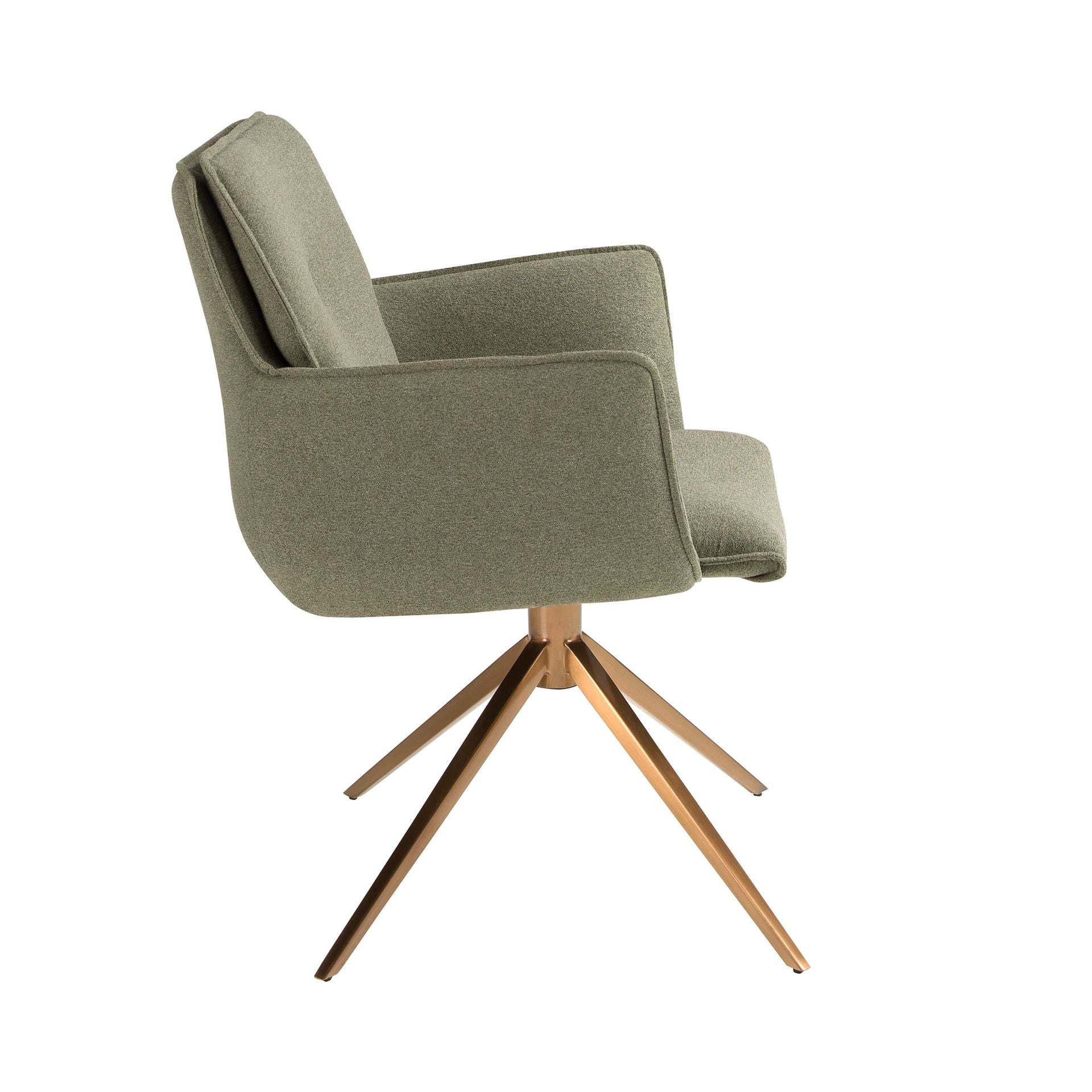 Sedia girevole in tessuto verde oliva