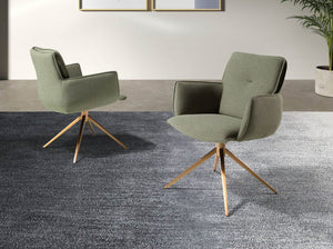 Sedia girevole in tessuto verde oliva