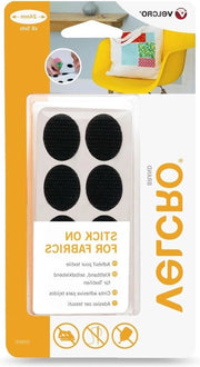 Ovali Adesivi per Tessuti | Ovali Autoadesivi con Fermo Velcro da Tagliare a Misura per Riparazioni e Rifinitura di Abiti - Nero - 24mm - Set di 8