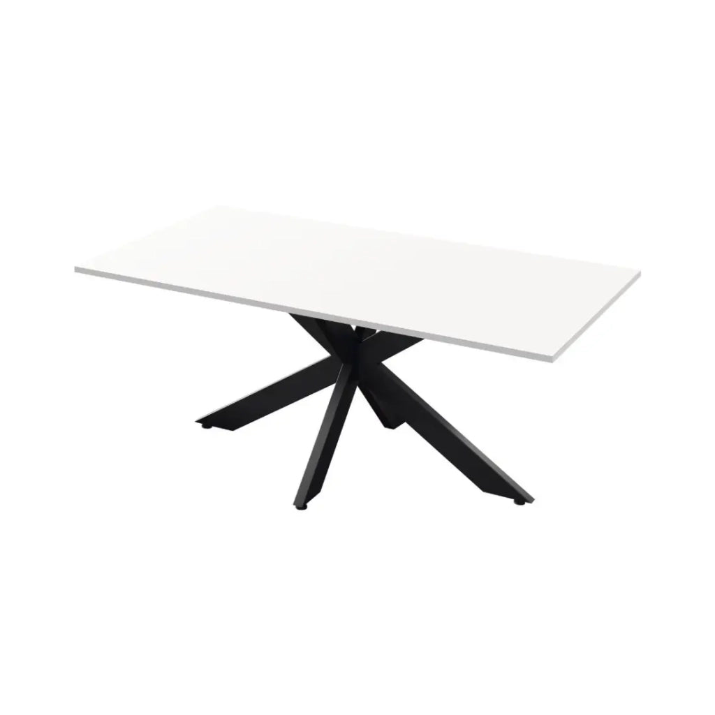 Tavolo da pranzo GWEN – 180 x 90 cm – Bianco laccato e metallo