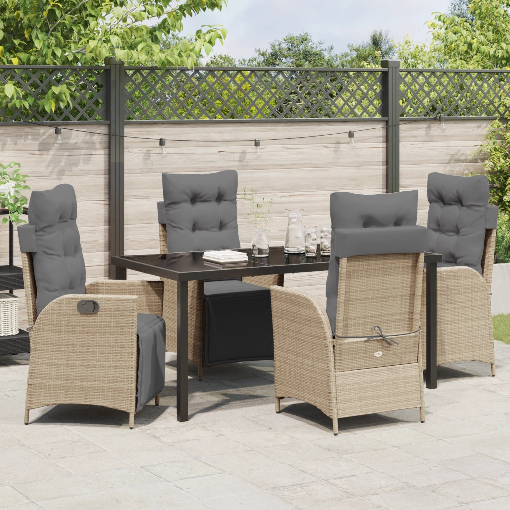 Set da pranzo da giardino 5 pezzi Beige Rattan Polimerico