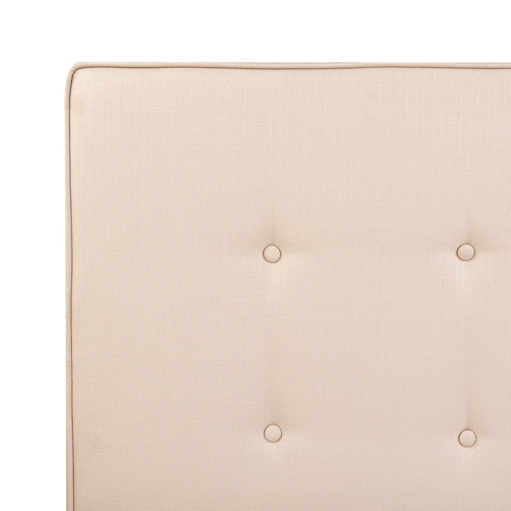 Letto Matrimoniale in Tessuto Beige Testiera Trapuntata 140 x 200 cm