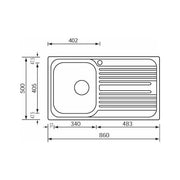 CM Atlantic 86 x 50 1V Lavello montato su piano Rettangolare Acciaio inossidabile