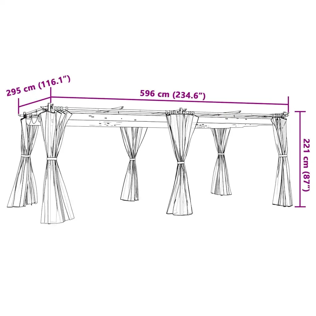 vidaXL Gazebo con Tende Antracite 6x3 m in Acciaio