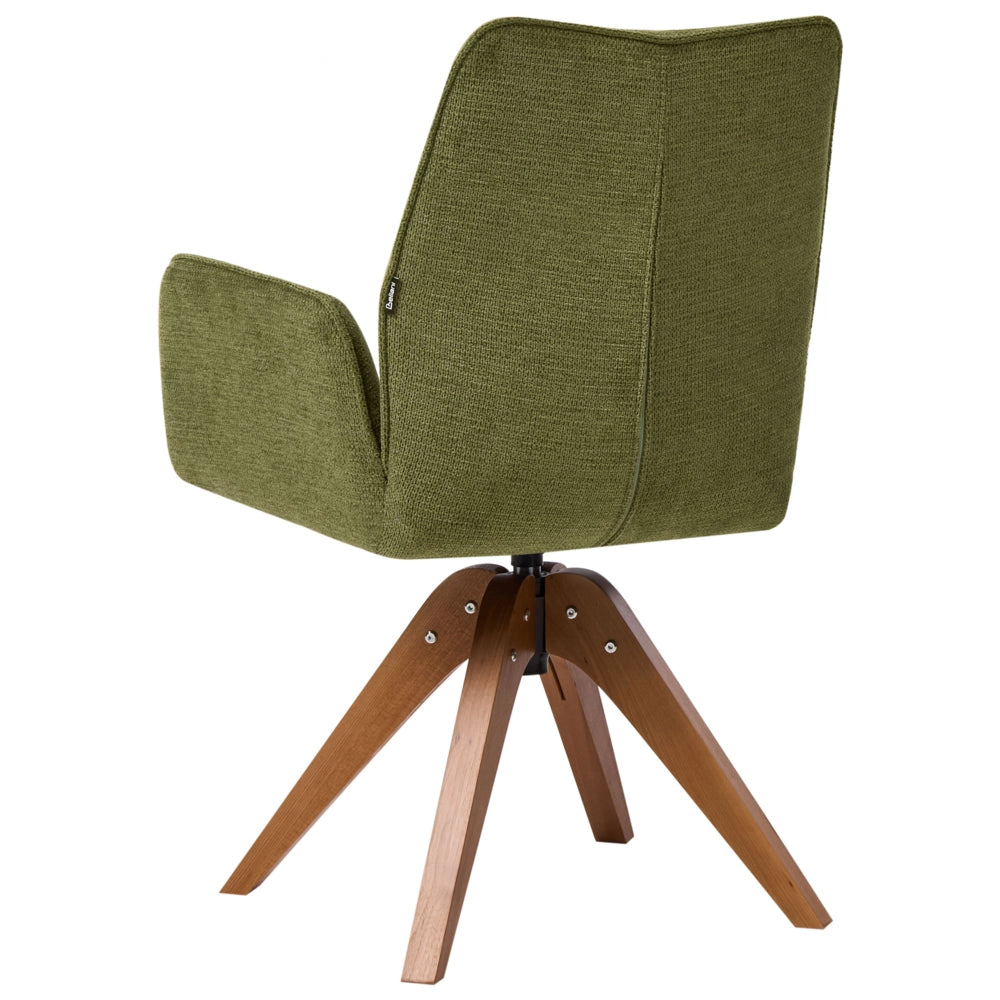 Sedia da pranzo girevole con schienale alto in lino verde stile scandinavo