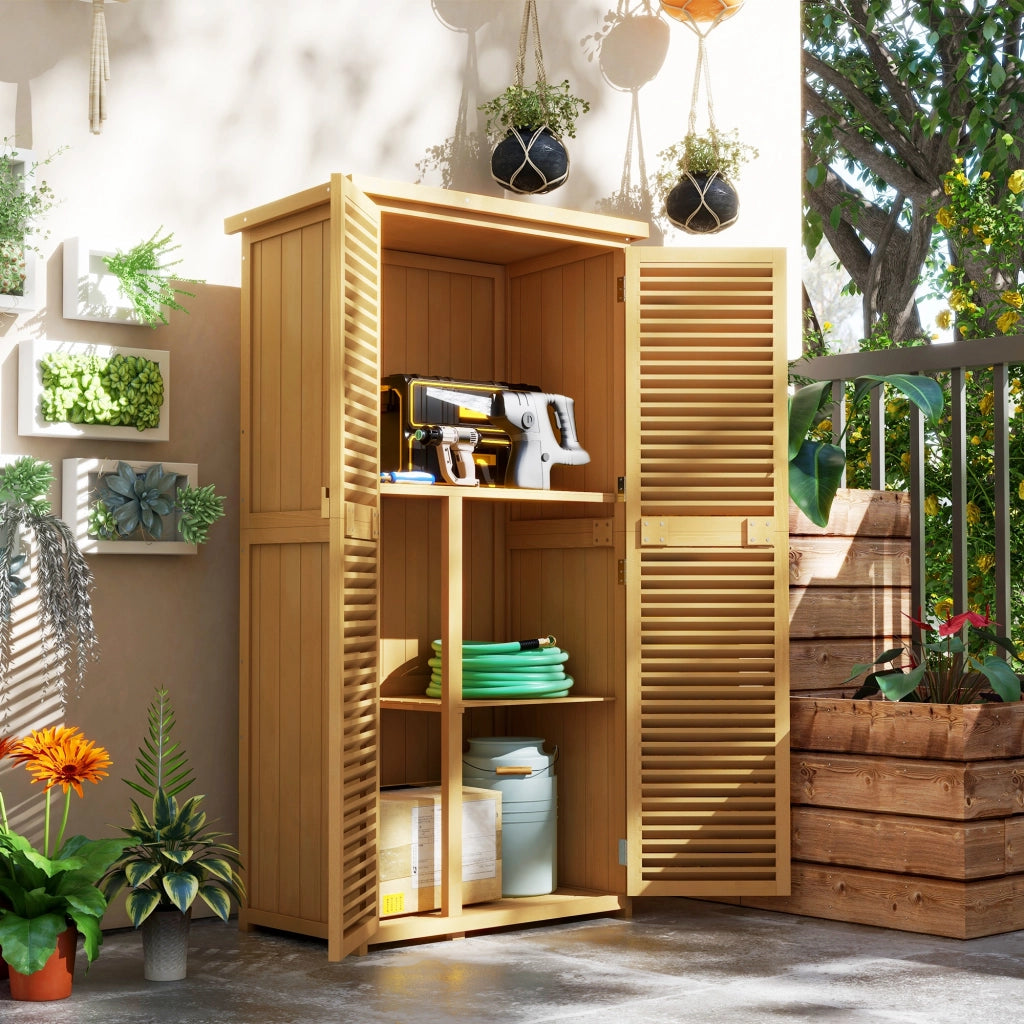Casetta da Giardino in Legno 4 Ripiani ¨C Zephmum ¨C 87x46.5x160 cm Giallo Verde