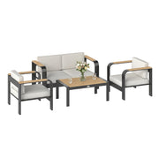 Set Giardino Divano 2 Posti 2 Poltrone Tavolino ¨C Zephmum ¨C Alluminio Grigio