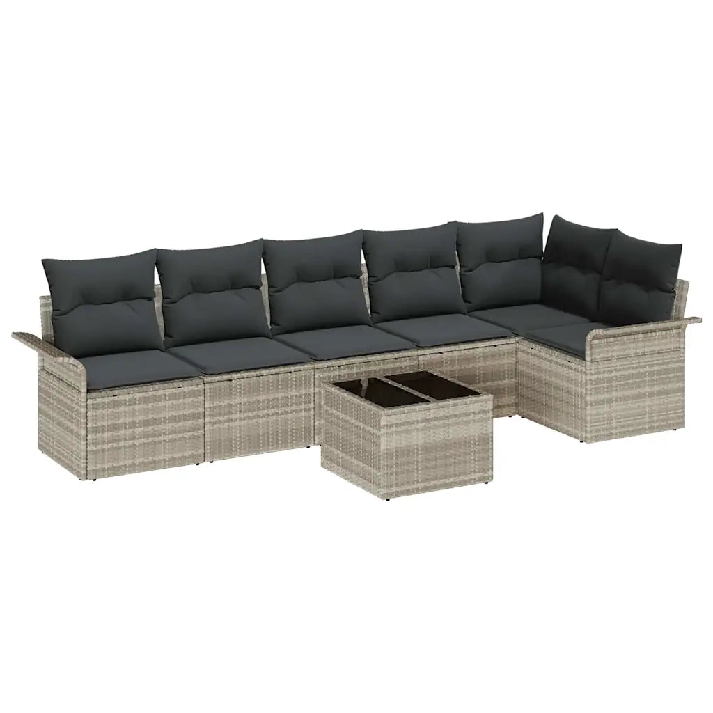 Set Divano da Giardino 7 pcs Grigio chiaro polyrattan