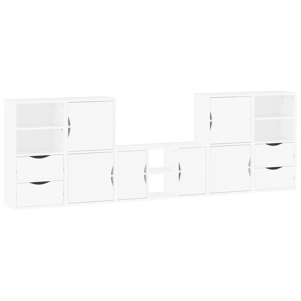 Mobile TV 5 pz con Contenitore ODDA Bianco in Legno di Pino 3365375
