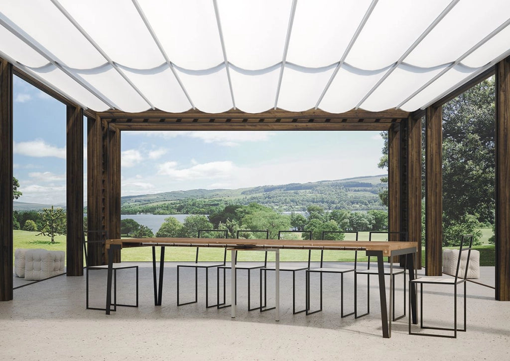 Consolle Allungabile da Esterno in Legno e Ferro H77x40x90/300cm Dalia Abete Tinto Classica