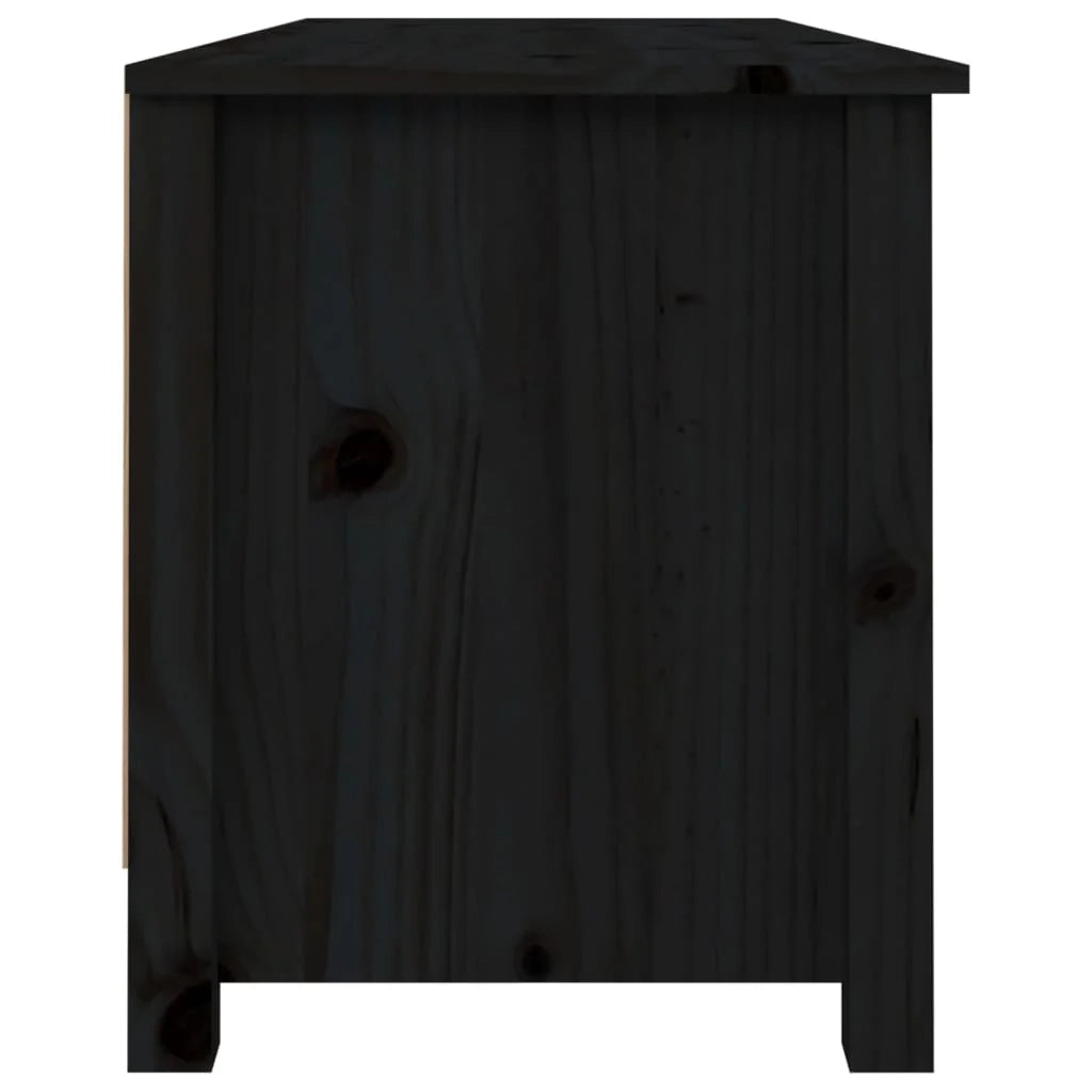 Panca portascarpe/stivali cassettiera scaffale mobiletto portaoggetti per ingresso 110 x 38 x 45,5 cm legno di pino massello nero 02_0022991