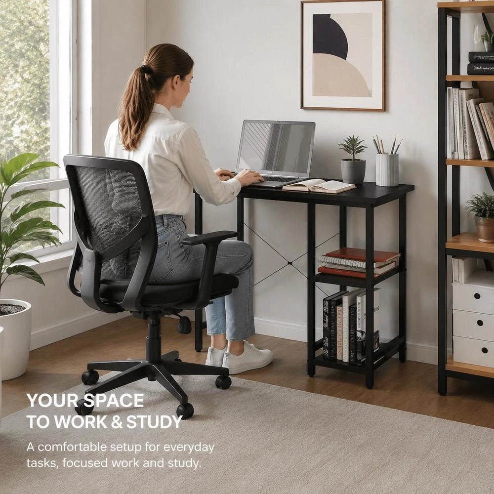 Computer Desk Black 80x40x72 Cm MDF And Metal
