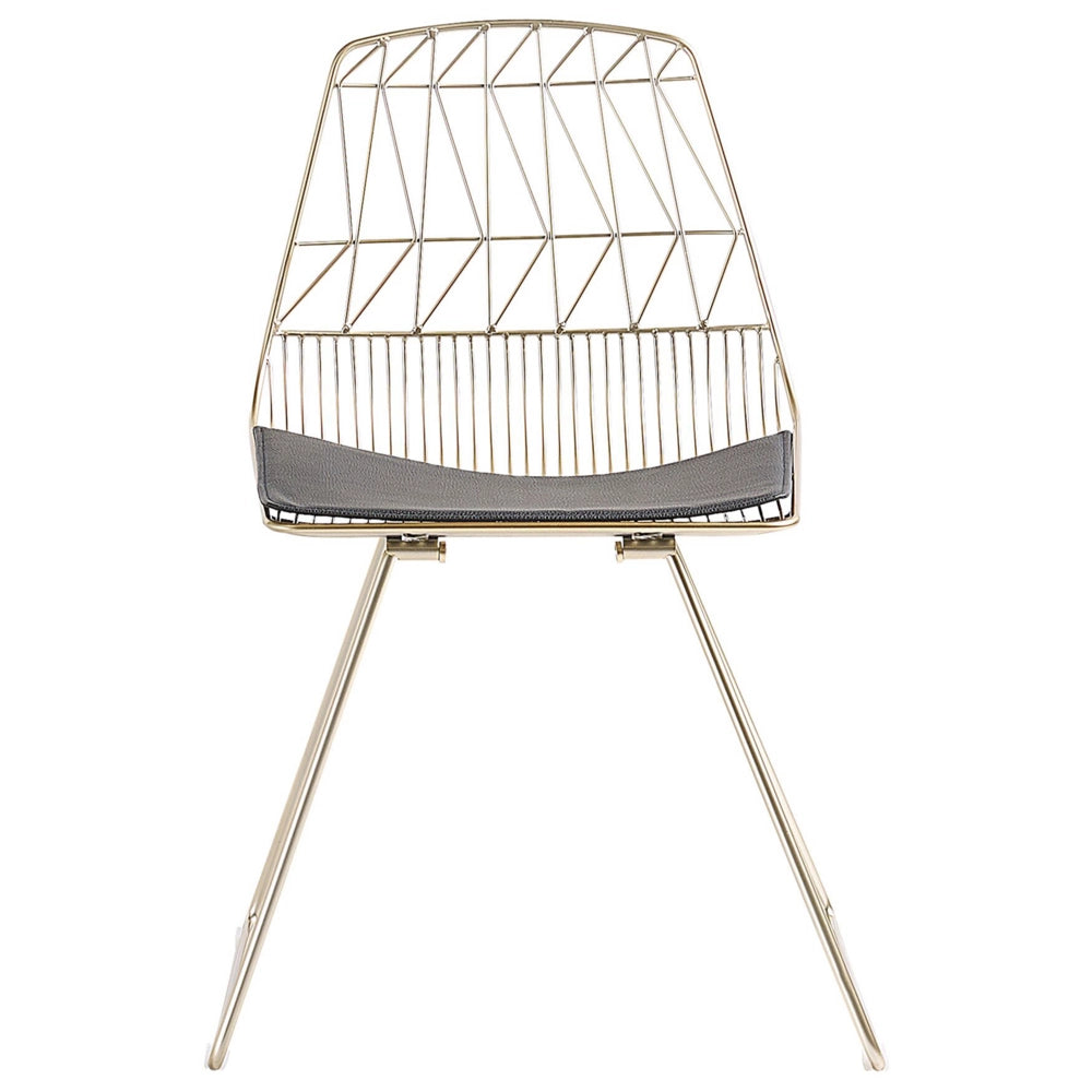 Set di 2 sedie da pranzo Struttura in metallo dorato Seduta in ecopelle nera Schienale geometrico Design moderno e glamour