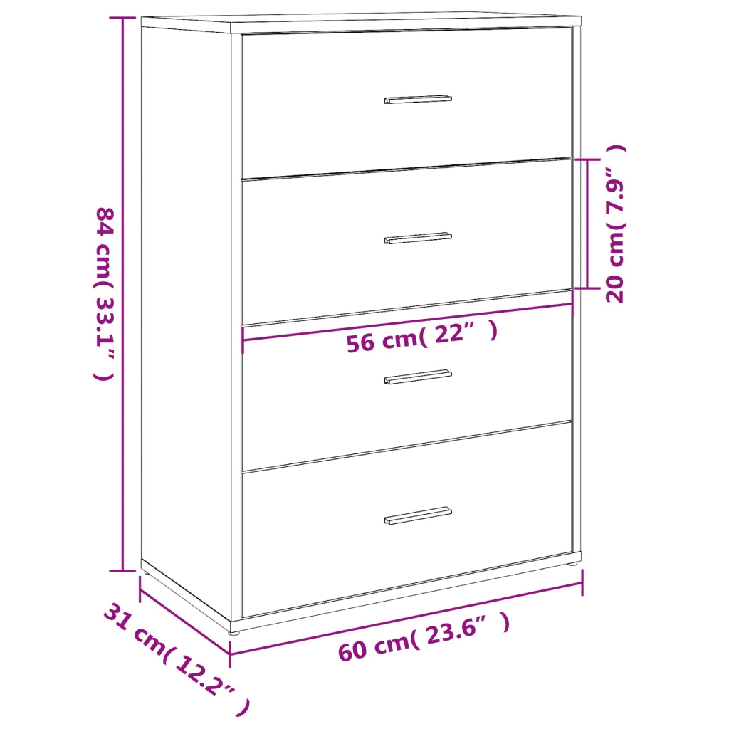 Credenze 2 pz Grigio Cemento 60x31x84 cm in Legno Multistrato 3276584