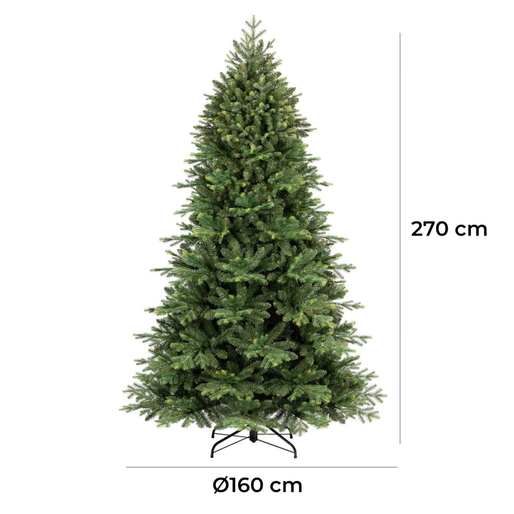 Albero di Natale Artificiale Realistico 270 cm 2618 Rami Apertura a Ombrello Verde