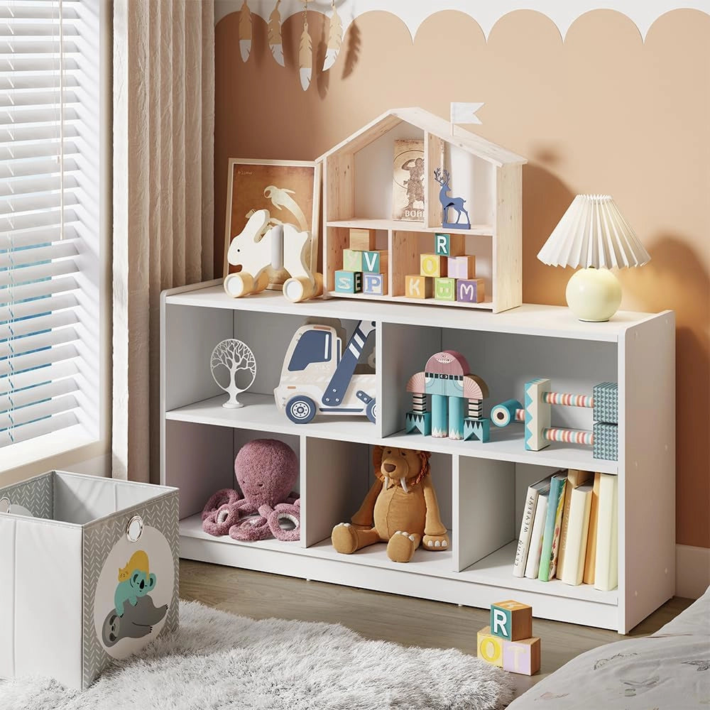 Scaffale per bambini Conny, Bianco, 112 x 60.5 cm, adatto per riporre giocattoli e libri