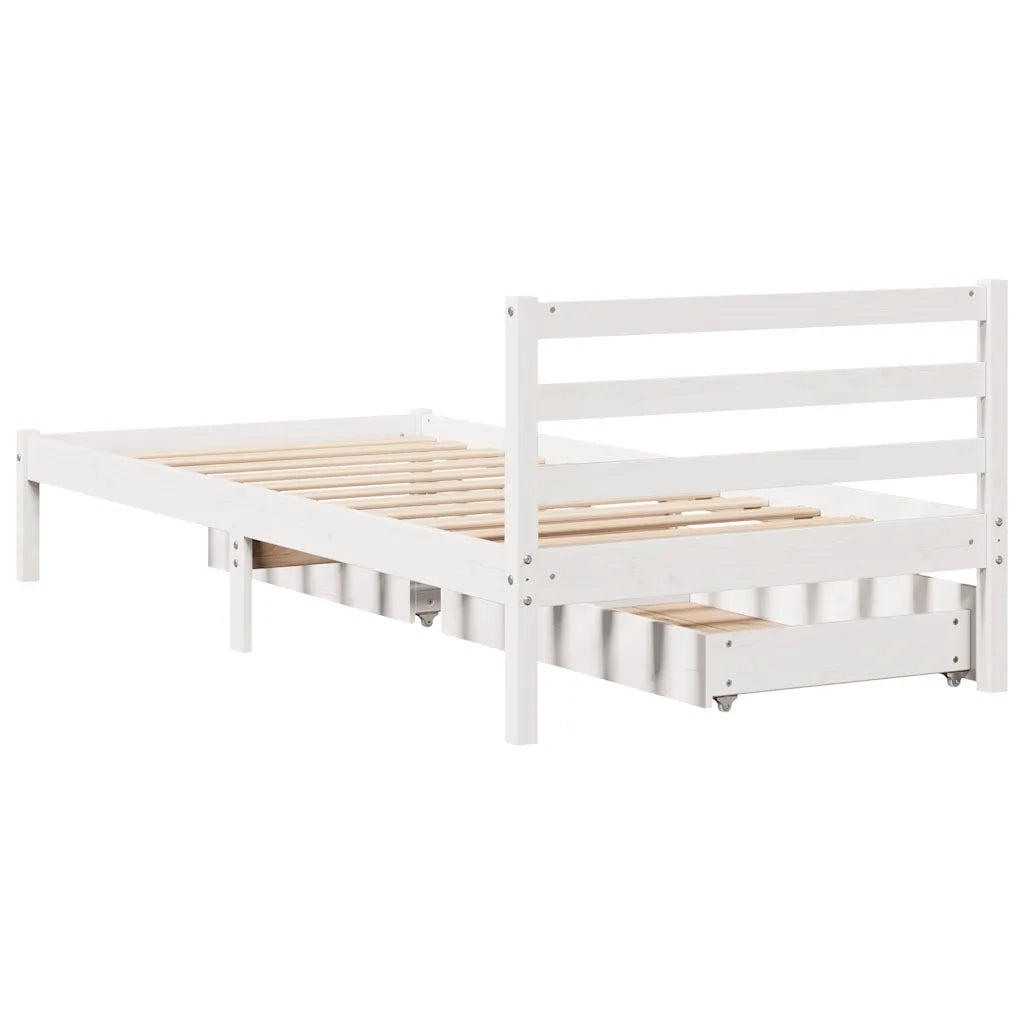Letto senza Materasso Bianco 90x190 cm in Legno Massello Pino