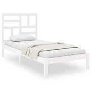 Letto singolo | Letto per adulti | Giroletto Bianco in Legno Massello 75x190 cm Small Single