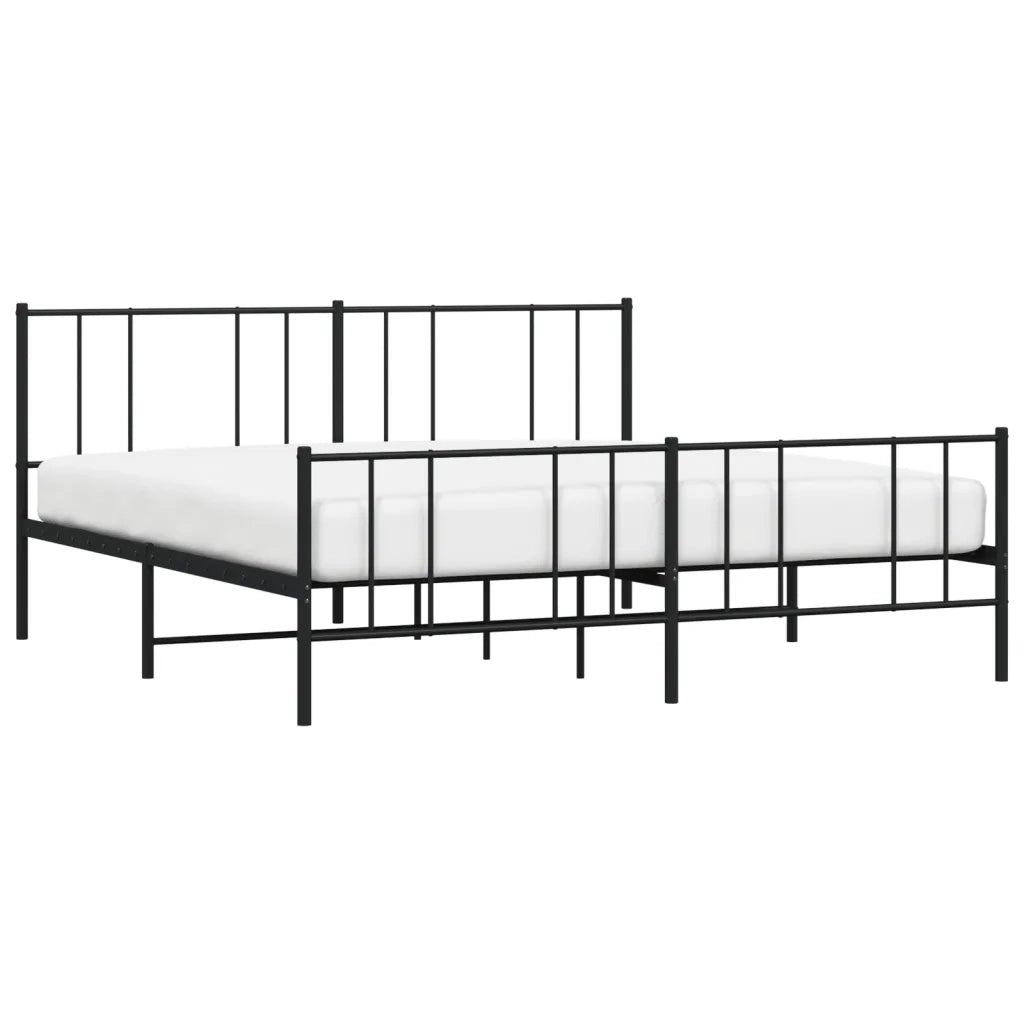 Giroletto con Testiera e Pediera-Struttura Letto Metallo Nero 200x200 cm 997936