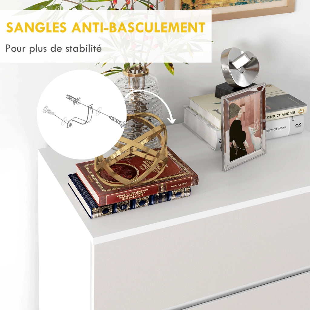 Cassettiera 4 Cassetti Senza Maniglie Design Moderno ¨C zephmum ¨C Bianco 60x40x80 cm