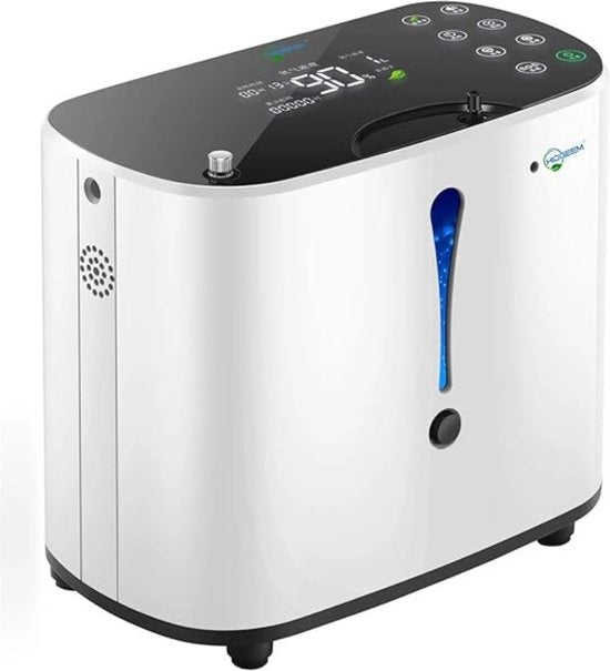 Concentratore di ossigeno portatile – Generatore di ossigeno – 1-6 L/min – 93% aria pura – per Casa e Viaggio – Silenzioso - Bianco