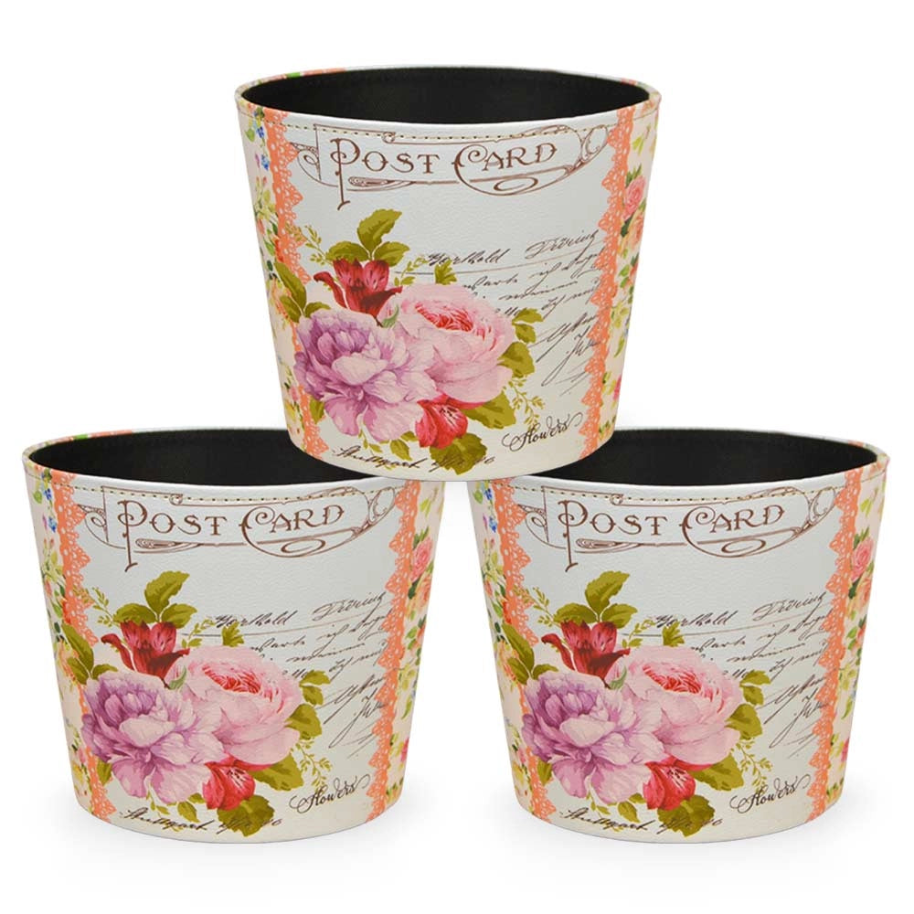 Vasi caspò cestino in plastica fantasia floreale cm 19 x 15x h 17 set da 3