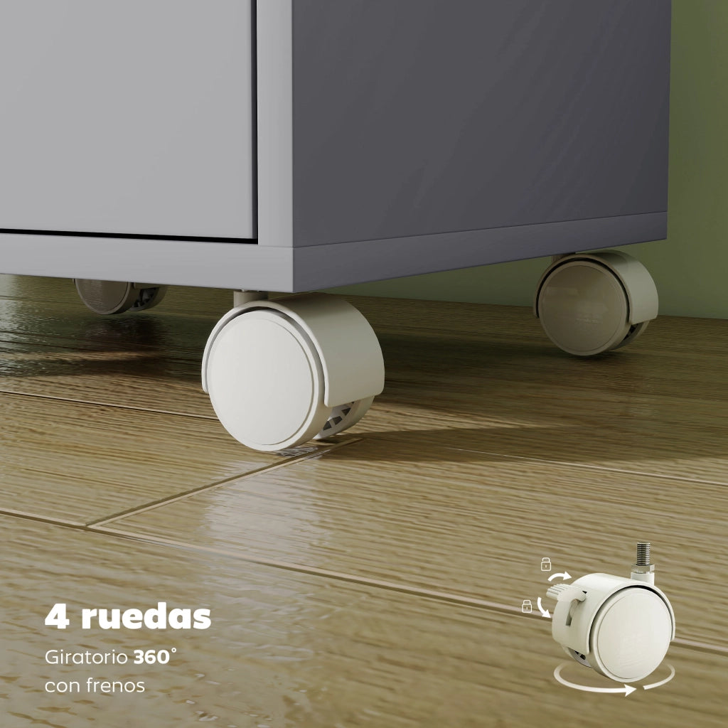 Scrivania con cassetti ¨C ZephMum ¨C Grigio 6 cassetti ruote