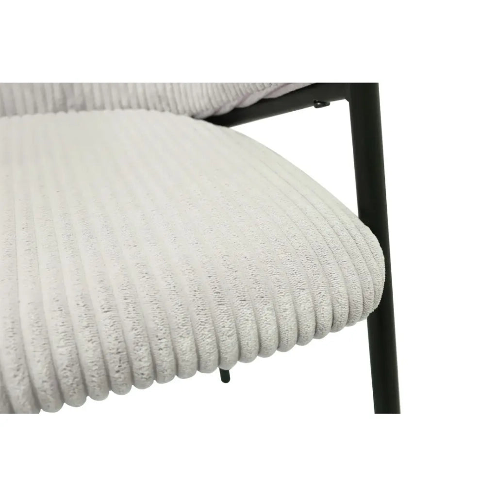 Sedia da pranzo IMANY – Velluto a coste grigio chiaro – Braccioli – Piedi in metallo nero – Stile design / industriale