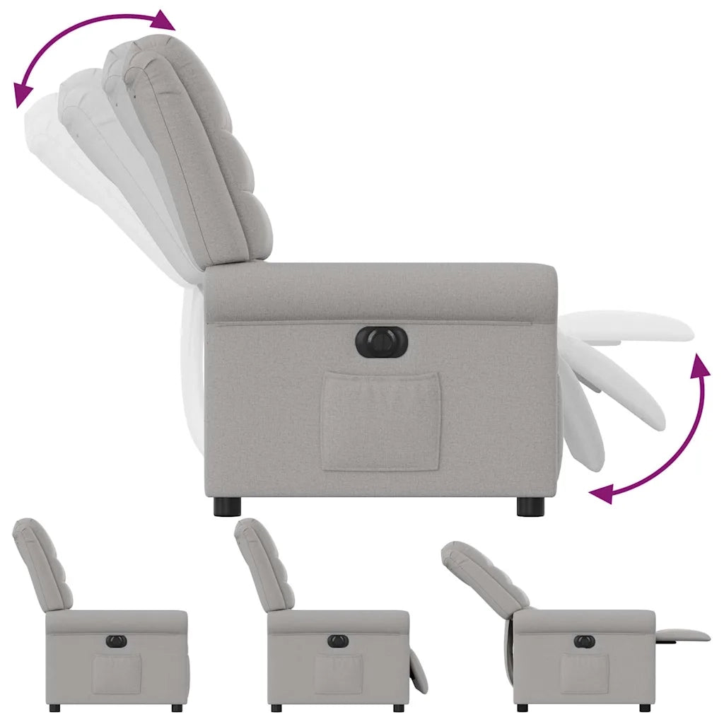 Poltrona | Sedia Relax Elettrica Reclinabile Grigio Nuvola in Tessuto