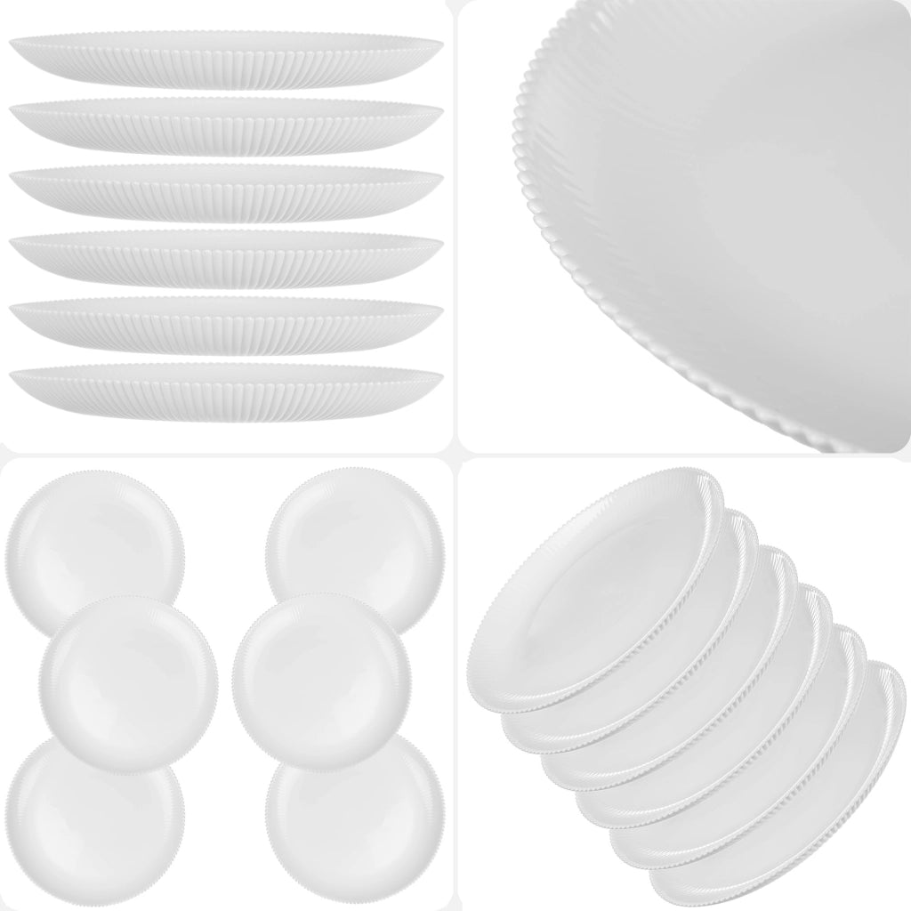 Set di 6 piatti piani KADAX da 26,5 cm in vetro, grandi e scanalati