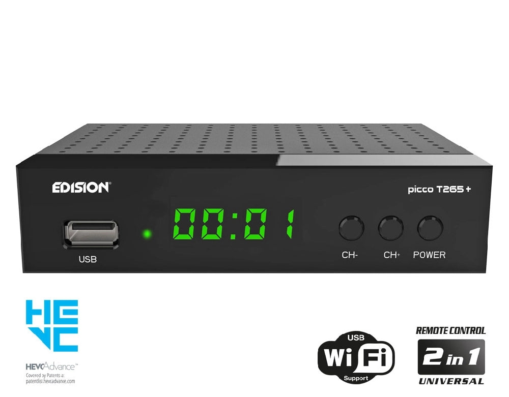 Edision Ricevitore Decoder Digitale Terrestre DVB-T2/C PICCO T265+ EVEC