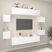 Set Mobili Porta TV 8pz Bianco in Legno Multistrato cod mxl 73359