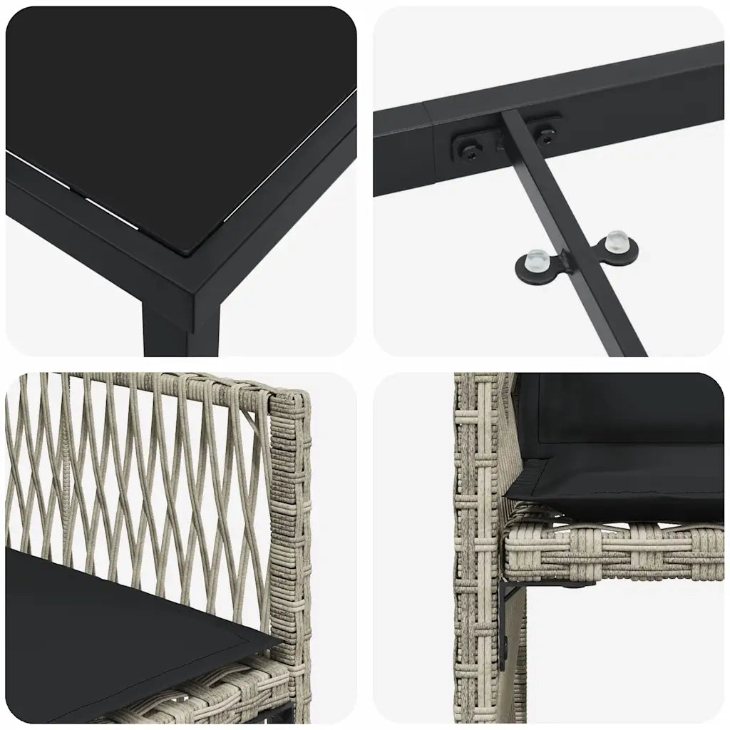 Set da Pranzo per Giardino 5 pcs Grigio chiaro polyrattan 3380789