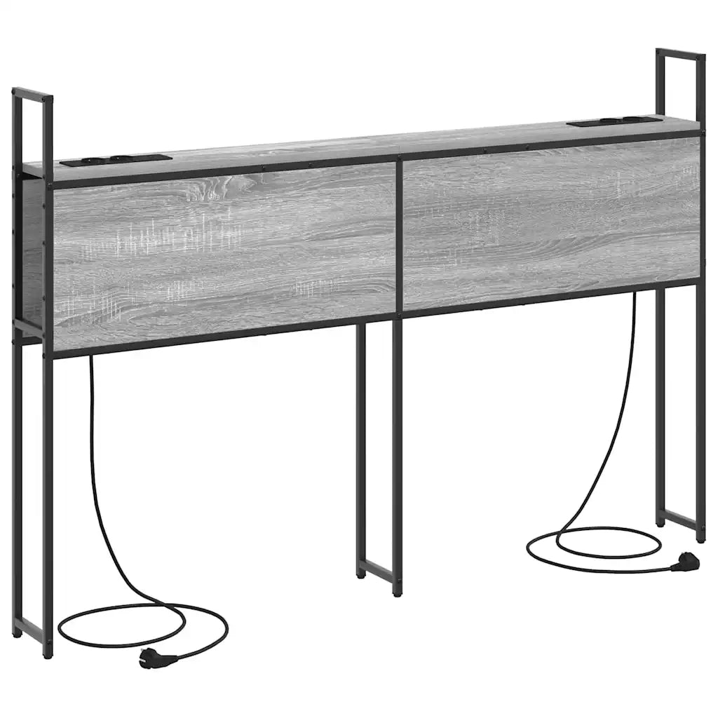 Testiera con Stazione di Carica e Storage-Testiera Multifunzionale-Testata Grigio sonoma 150 cm
