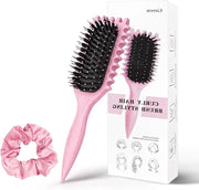Set di pettinatura per capelli ricci con spazzola a setole e spazzola per definire le onde.