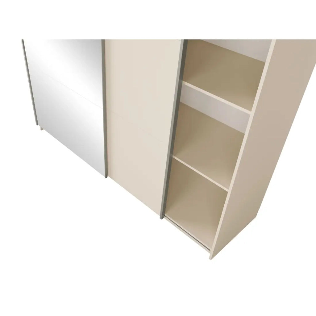 Armadio ARSALA 2 porte scorrevoli con specchio beige sabbia 151 cm