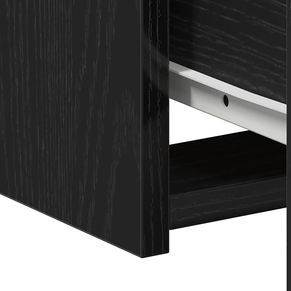 Comodino | Armadio da Notte | Mobiletto da notte Rovere Nero 50 x 32 x 60cm Legno multistrato