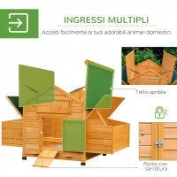 Pollaio Gabbia Ovaiole per Galline da Giardino con 2 Cassetti, Nido e Tetto da Esterno Impermeabile in Legno, 150x100x96.5 cm