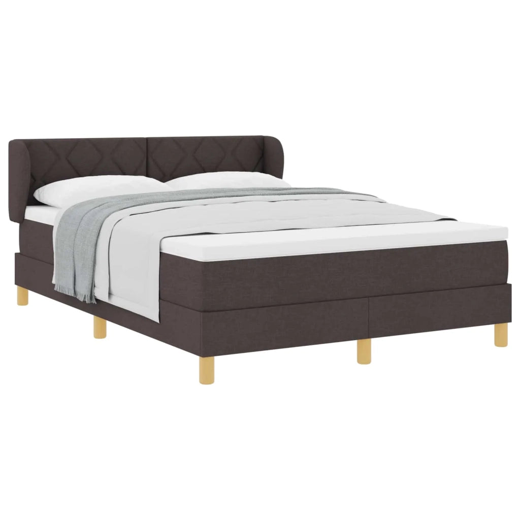 Letto a molle con materasso Marrone Scuro 140 x 190 cm Tessuto 3340272