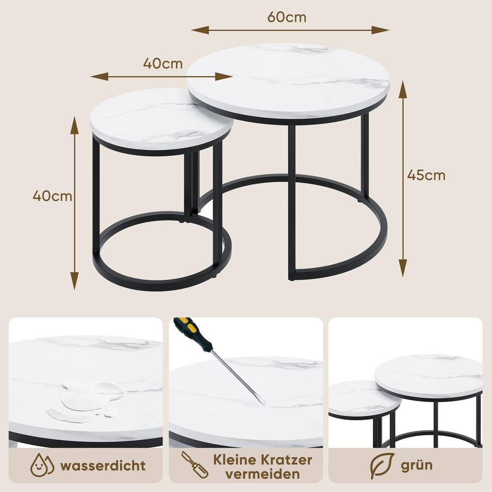 Set 2 Tavolini da Caff¨¨ Rotondi ¨C MINIMAL ¨C Bianco, Metallo, 60cm