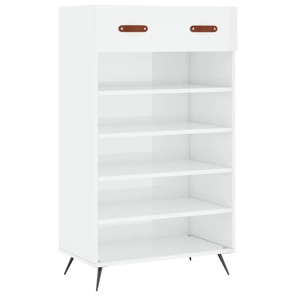 Scarpiera-Scaffale per scarpe Bianco Lucido 60x35x105 cm in Legno Multistrato