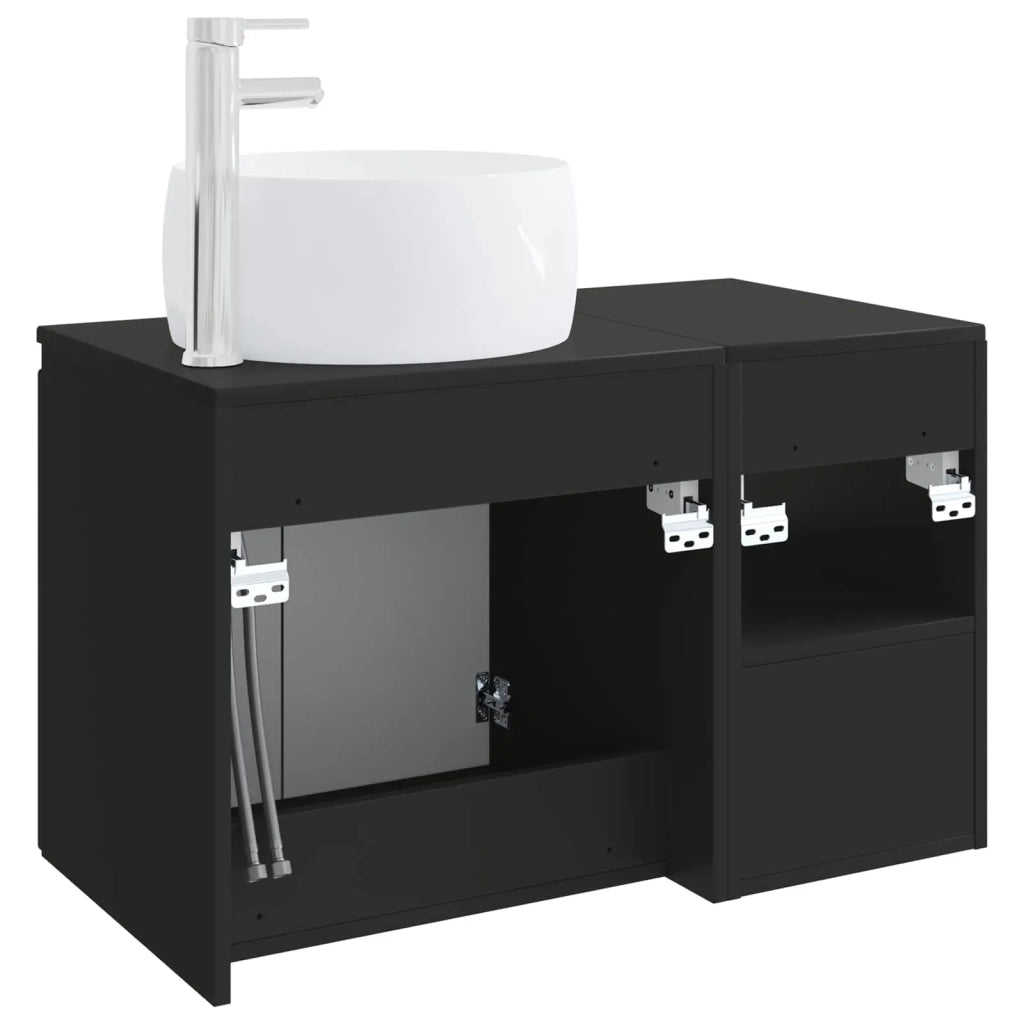 Set di mobili per il bagno 2 pz Nero Legno ingegnerizzato 3404095