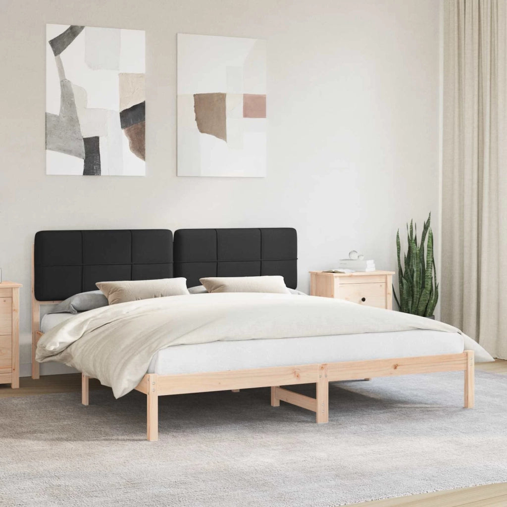 Letto con Testiera Rivestita Nero 200 x 200 cm Pino massello 3405569