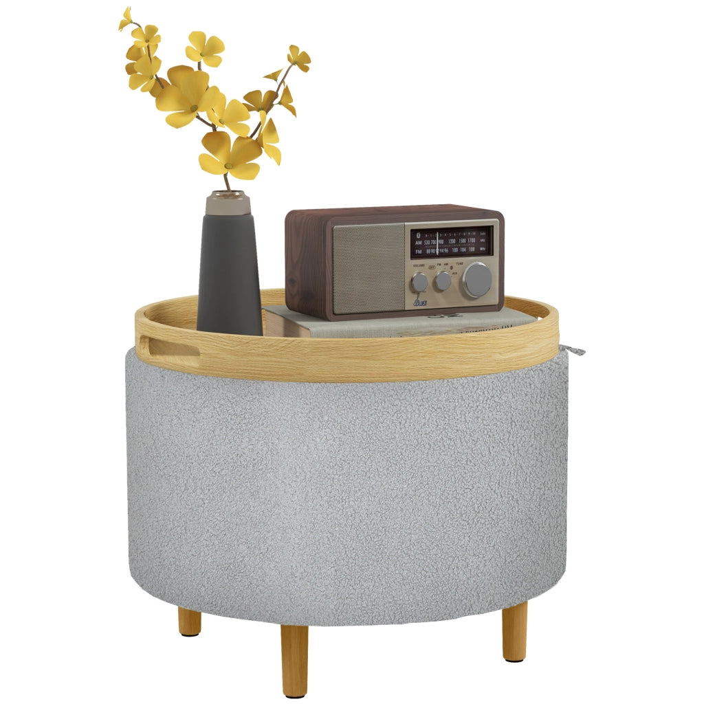 Pouf Imbottito ¨C zephmum ¨C Grigio Teddyfleece 56x56x42 cm